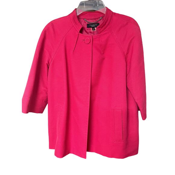 Ladies Talbots Red Pink 3/4 Sleeve Single Button Cape Jacket - Size 16 - Picture 1 of 4